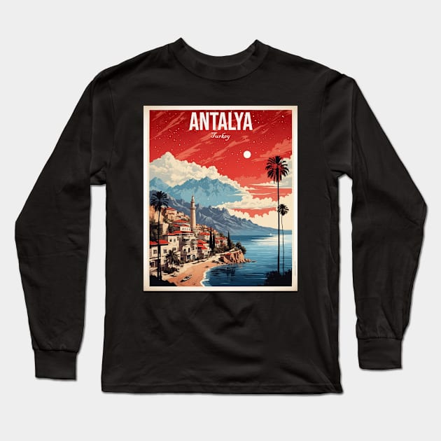 Antalya Turkey Vintage Retro Travel Tourism Long Sleeve T-Shirt by TravelersGems